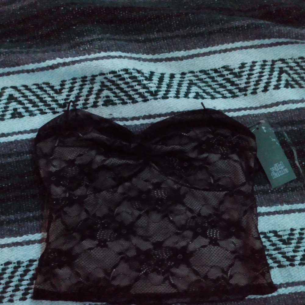 Wildflowers Black Floral Lace Bandeau